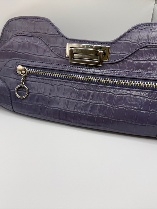 Maxx New York Handbags - Maxx New York Purple Croc-Embossed Wristlet Clutch